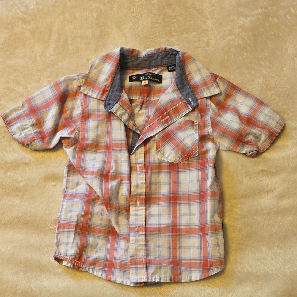 Ben Sherman Kids Plaid Shirt in Red and Blue